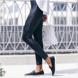 SPANX Faux Leather Moto Leggings S Black
